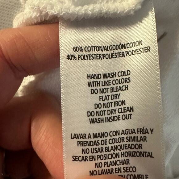 Calvin Klein Hoodie Rhinestone Logo Cropped Graphic Raw Hem Black White Size S - Picture 5 of 7